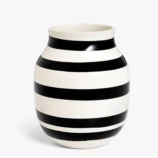 Stripey Vase in Black Large