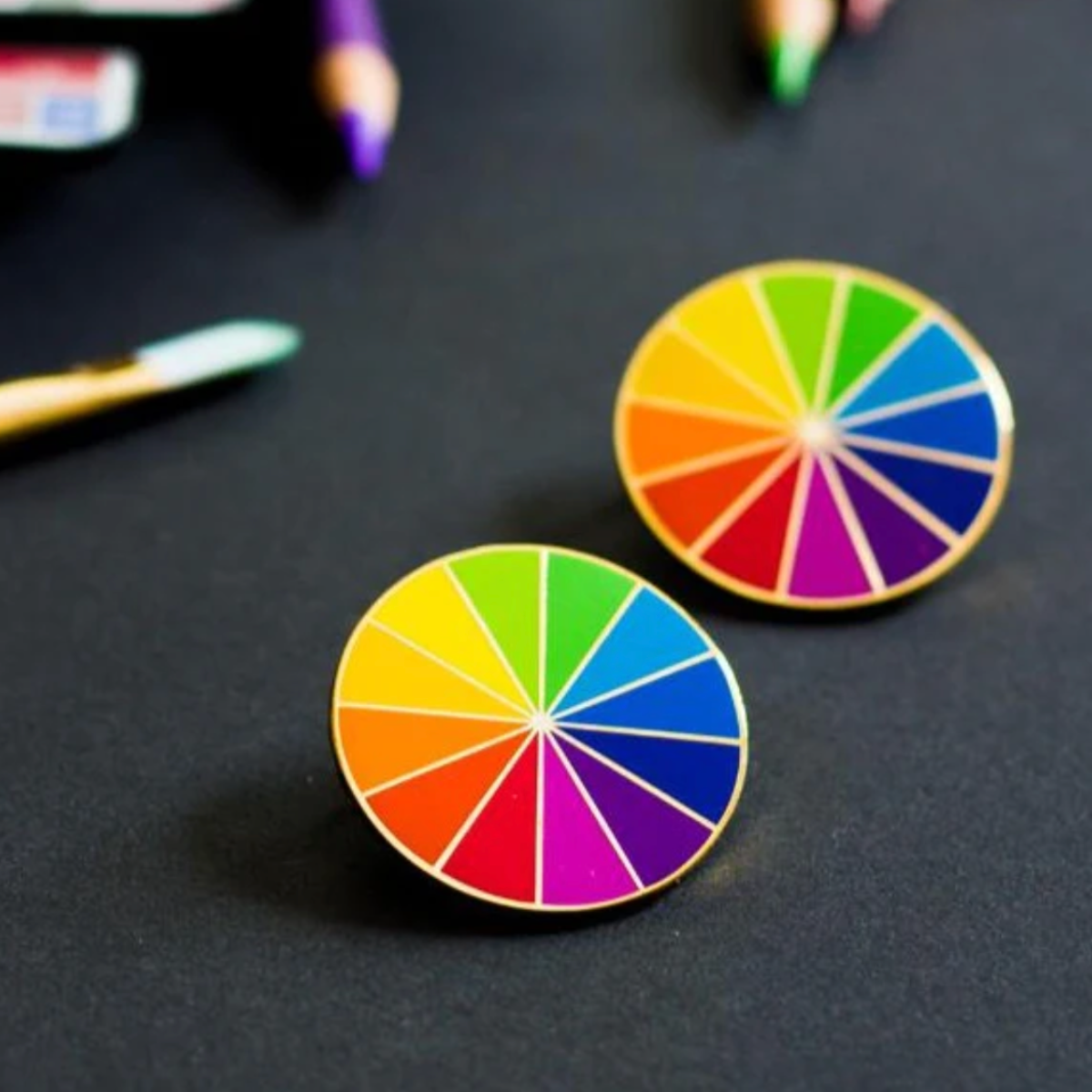 RAINBOW COLOR WHEEL ENAMEL PIN