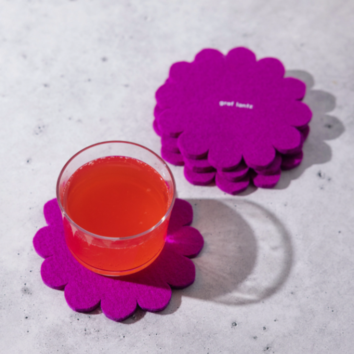 Crest Merino Wool Coaster Solid 4 Pack - Fuchsia