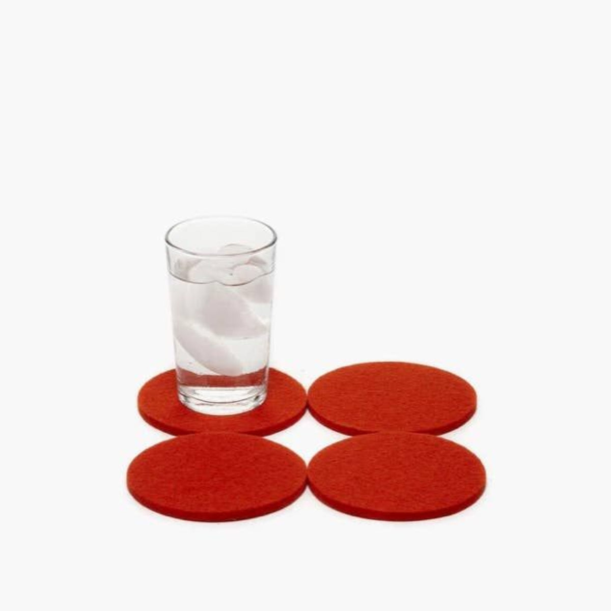 Merino Wool Round Coasters -Set of 4 in Vibrant Orange