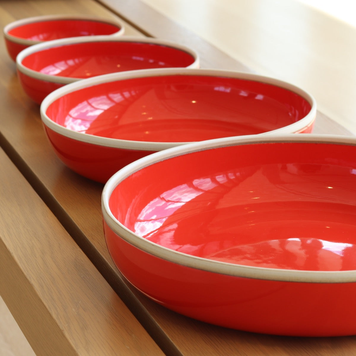 Red Porcelain Nesting Bowls - Set of 3