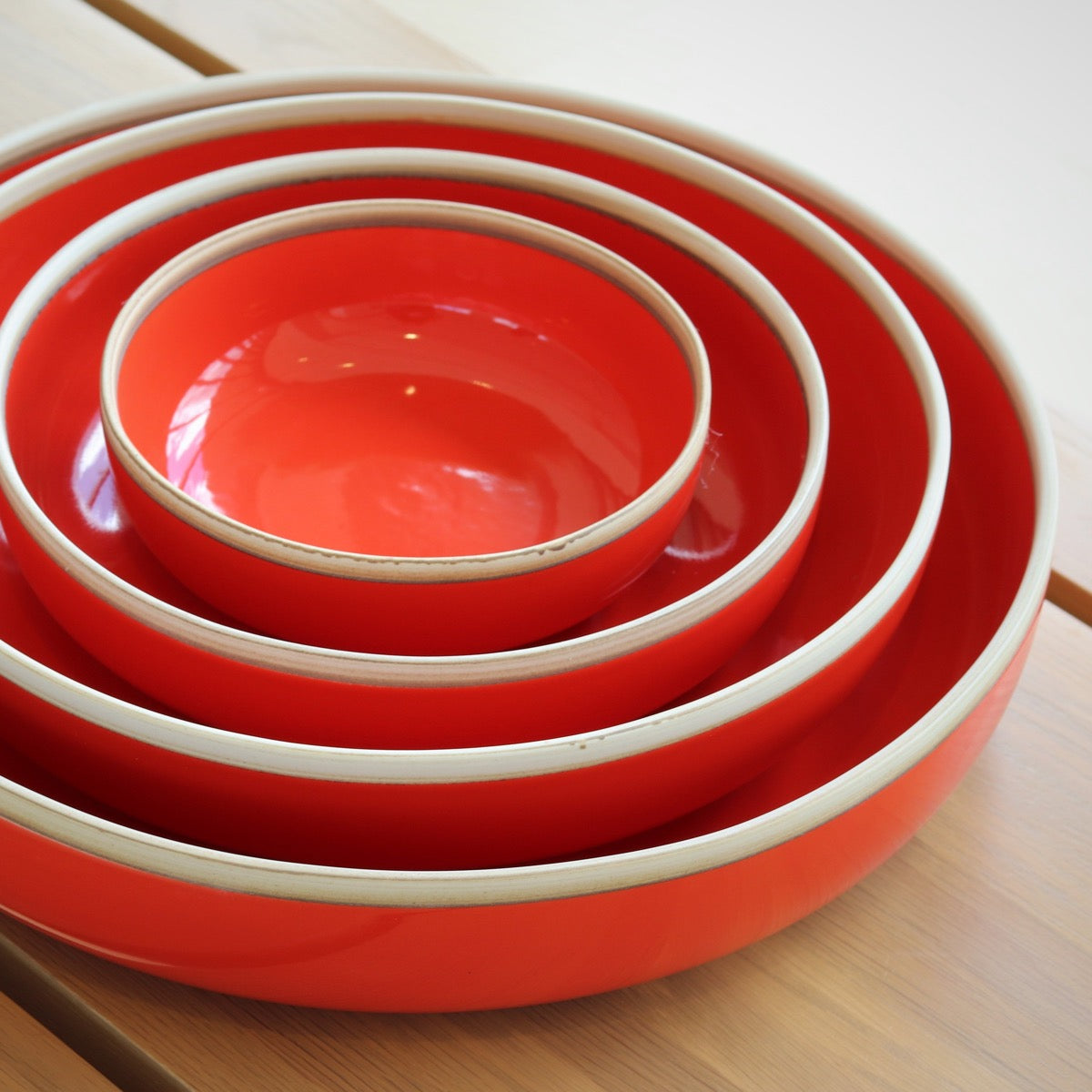 Red Porcelain Nesting Bowls - Set of 3