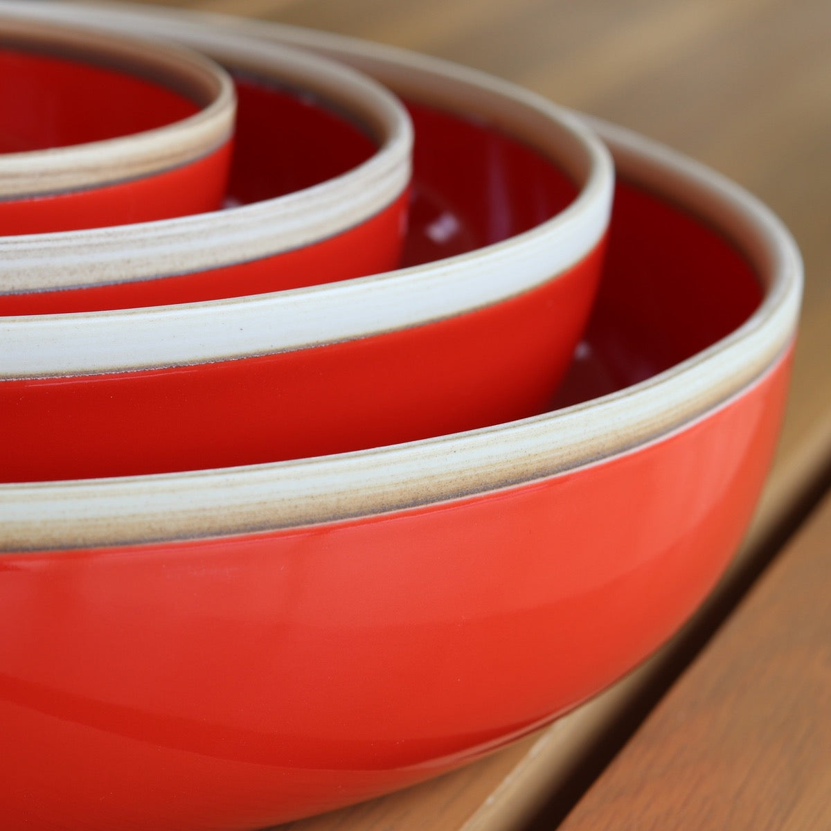 Red Porcelain Nesting Bowls - Set of 3