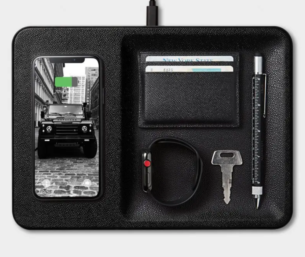 COURANT CATCH:3 Wireless Charging Tray in Black Leather