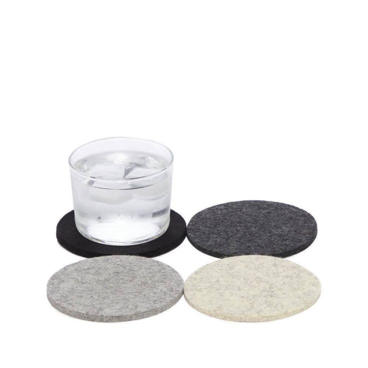 Merino Wool Round Coasters -Set of 4 in Noir