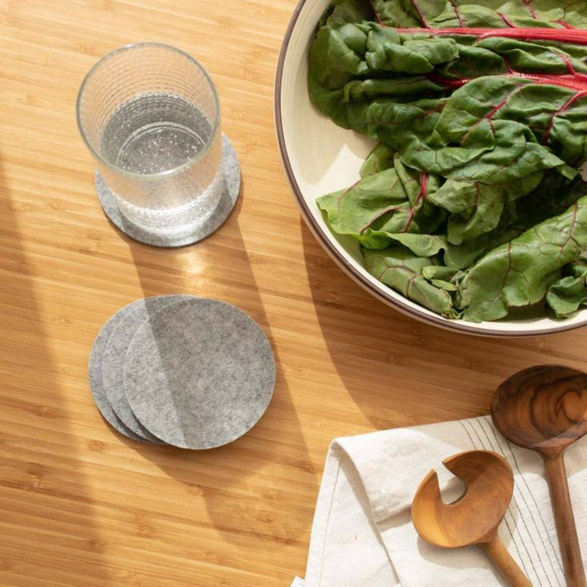 Merino Wool Round Coasters -Set of 4 in Grey