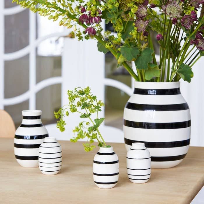 Stripey Vase in Black Large