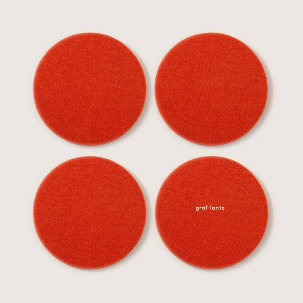 Merino Wool Round Coasters -Set of 4 in Vibrant Orange