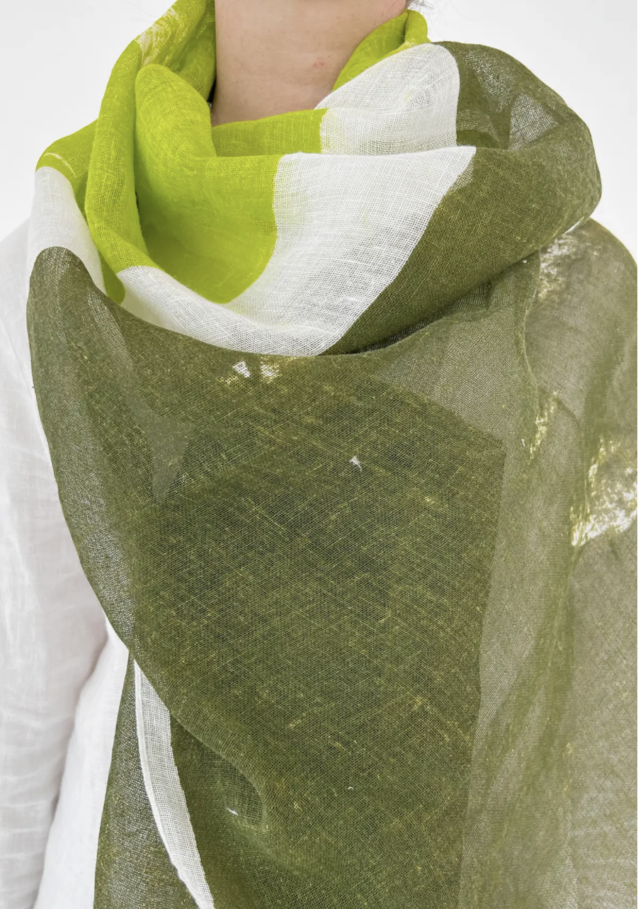 Linen Scarf in Citron Moss