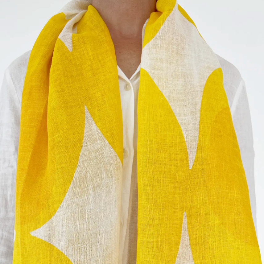 Linen Scarf in Yellow Egg