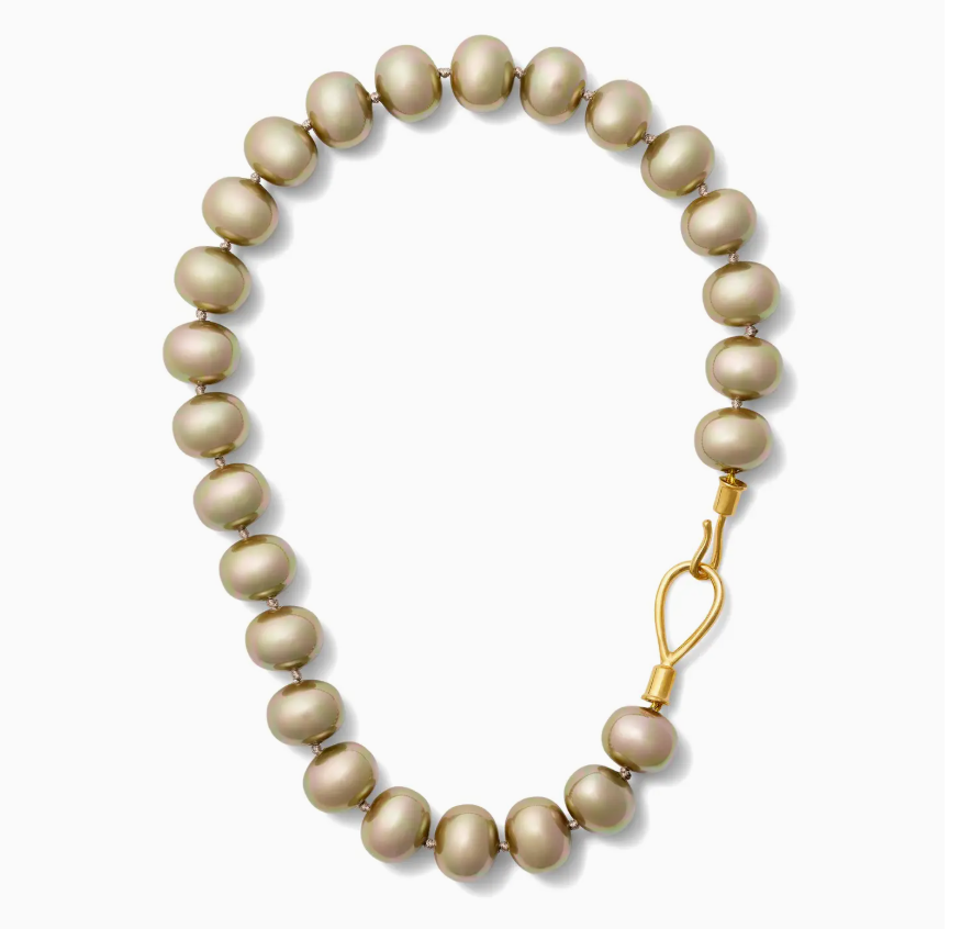 Biscuit Lasso Pebble Pearl Necklace