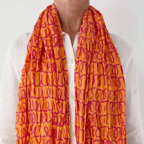 Coil Cotton Scarf in Pink/Orange