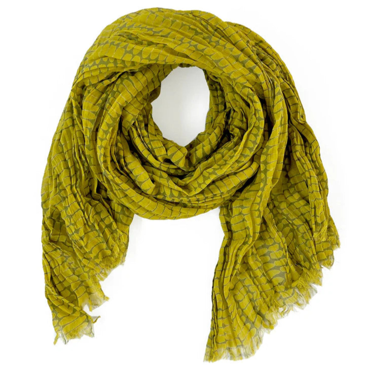 Wall Cotton Scarf in Citron/Putty