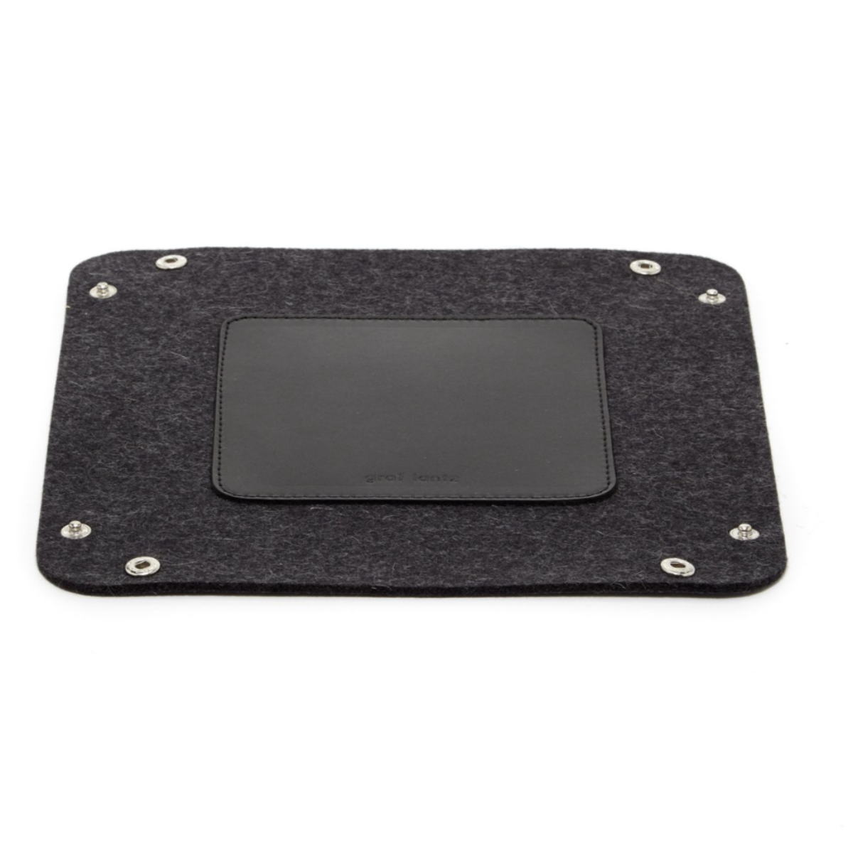 Valet Tray in Black Leather and Merino Wool Felt